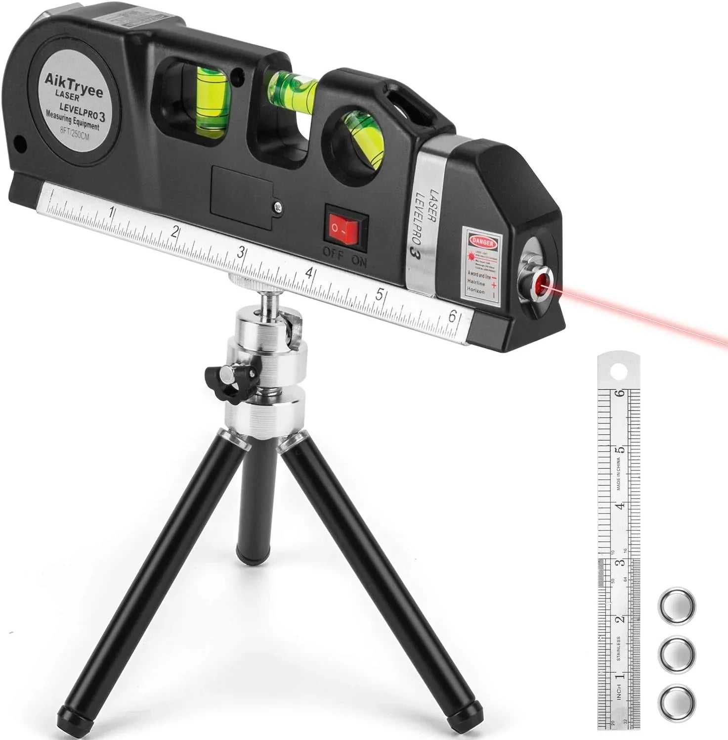 4 in 1 Fixit Laser Level (IMPORTED) Pro 3 4in1 Multi-Purpose Measuring Tool With 8 Feet Tape